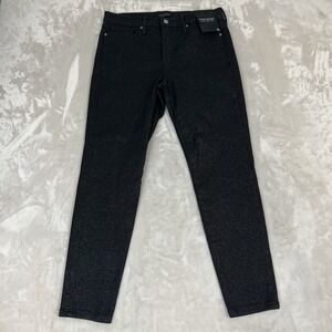 Banana Republic Pants Womens 31 Black Metallic Shimmer Mid Rise Skinny Preppy